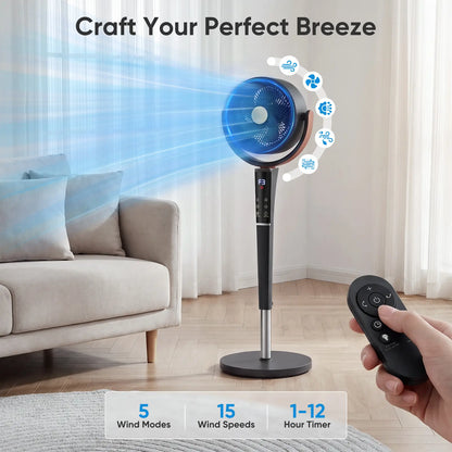Bedroom floor fan, 20-decibel DC air circulator fan