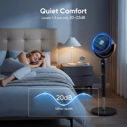 Bedroom floor fan, 20-decibel DC air circulator fan