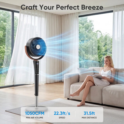 Bedroom floor fan, 20-decibel DC air circulator fan