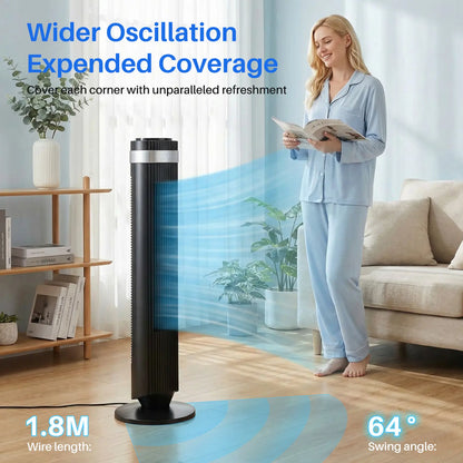 Tower fan for bedrooms, 28dB silent floor fan, suitable for home and office use.