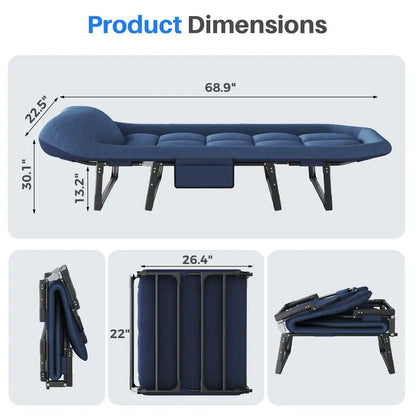 Adult camping bed, 6-position adjustable folding camping bed