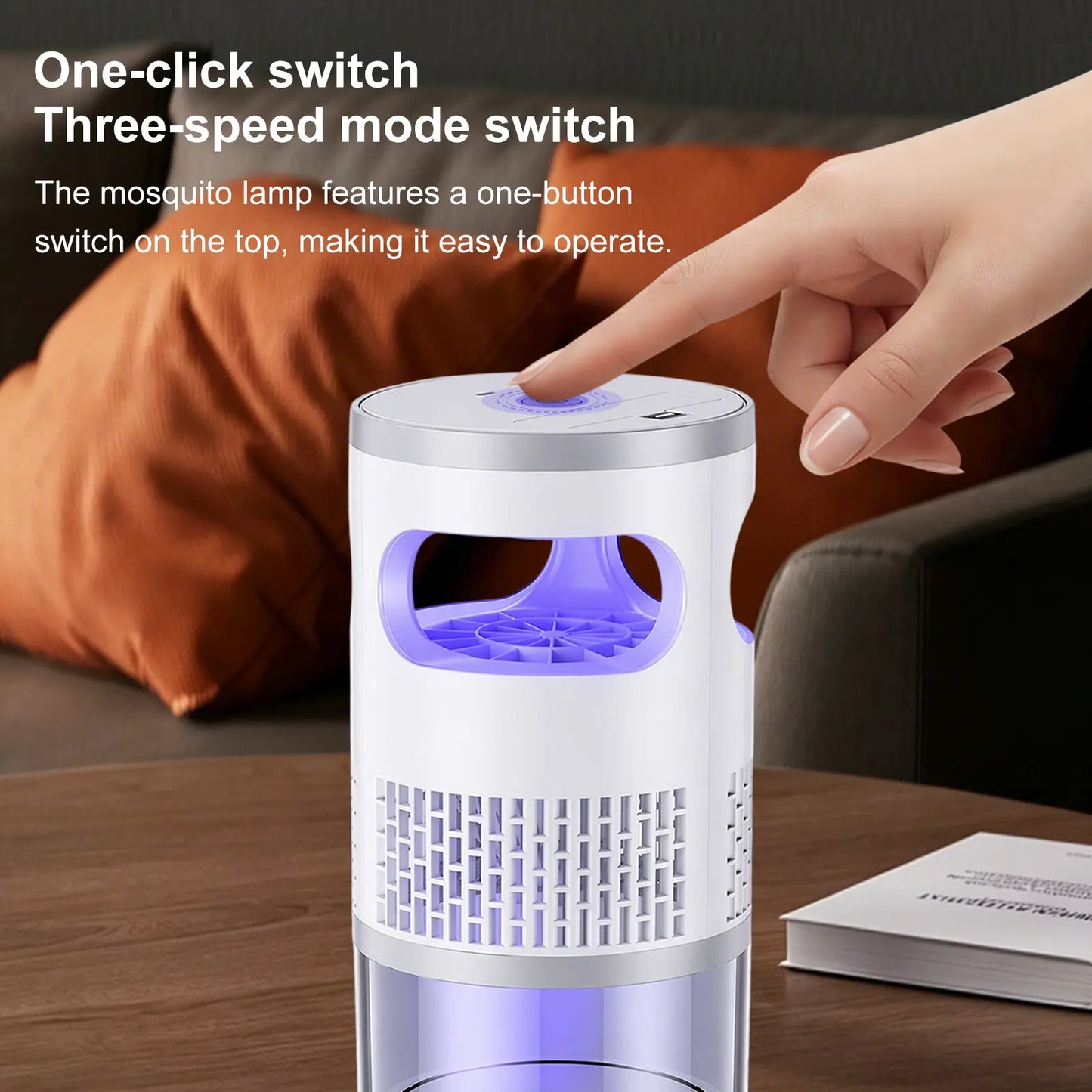 Indoor insect killer with light and suction cup, suitable for home use.