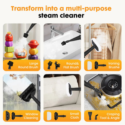 Steam floor mop cleaner, suitable for wood floors, tile, laminate flooring and carpets.