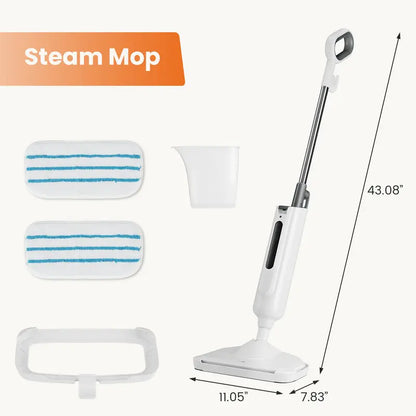 Steam floor mop cleaner, suitable for wood floors, tile, laminate flooring and carpets.