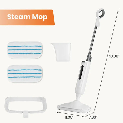 Steam floor mop cleaner, suitable for wood floors, tile, laminate flooring and carpets.