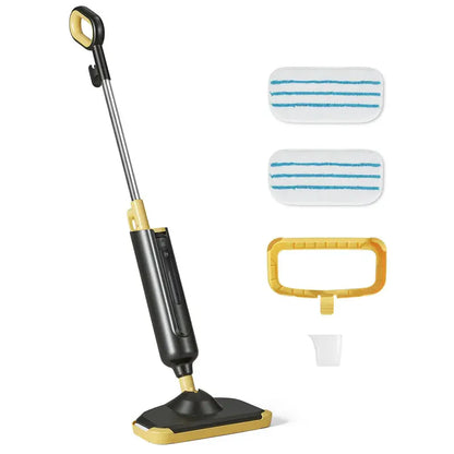 Steam floor mop cleaner, suitable for wood floors, tile, laminate flooring and carpets.